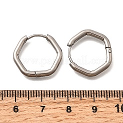 201 ステンレススチールフープピアス  316サージカルステンレススチールピン付き  ステンレス鋼色  六角  17x19x2.5mm&nbsp;EJEW-Z137-02P-04