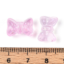 ベーキングペイント透明ガラスビーズ  蝶結び  パールピンク  10x14.2x7.5~8mm  穴：1mm  約800個/1000g&nbsp;DGLA-T004-05A