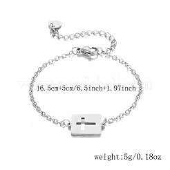 Religion 201 Edelstahl-Rechteckarmband mit hohlen Kreuzgliedern&nbsp;WG32115-02