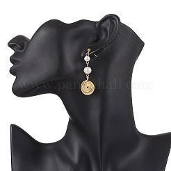 3 пара висячих сережек-гвоздиков со стеклянным жемчугом EJEW-JE06543