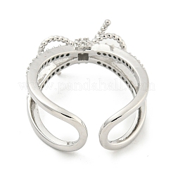 Латунные микро проложить манжеты кольца кубического циркония RJEW-I103-095P