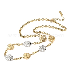 Colliers à maillons fleuris bicolores en acier inoxydable 304 pour femmes&nbsp;NJEW-A074-06GP