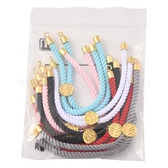 6шт 6-х цветные витые нейлоновые шнуры серебряные браслеты&nbsp;DIY-FS0008-93