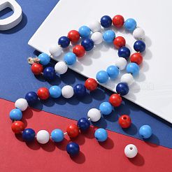 160 шт. 4 цвета 4 июля День независимости США окрашенные круглые бусины из натурального дерева&nbsp;WOOD-LS0001-01D