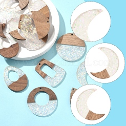 16 шт. 8 подвески из эпоксидной смолы и орехового дерева&nbsp;RESI-FS0001-87