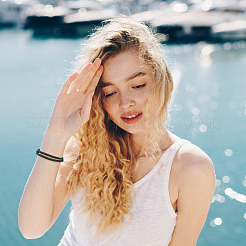 20шт. набор браслетов из плетеной веревки из полиэстера двух цветов BJEW-AN0001-49