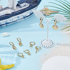 4 пара латунных серег-колец 4 стилей&nbsp;EJEW-AR0001-12