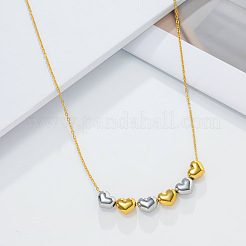 Collane da donna con ciondolo a forma di cuore e perline in acciaio inossidabile 304 bicolore&nbsp;FS-WGF6037-01