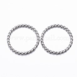 変色しない304ステンレススチール製リンクリング  ツイストリング  ステンレス鋼色  24x2mm&nbsp;X-STAS-H376-104