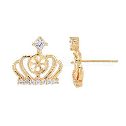 Латунные микро-паве прозрачные серьги-гвоздики из циркония KK-S364-059
