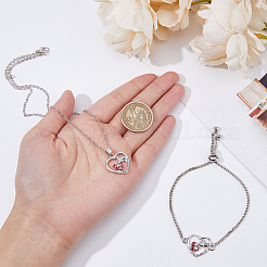 1шт сплав сердечко серебряные браслеты SJEW-OC0001-01