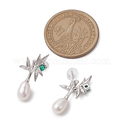 Натуральные жемчужные ушные шпильки EJEW-P286-19P