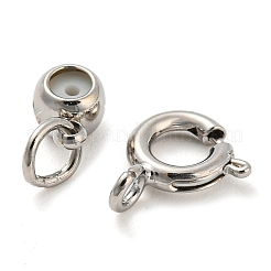 Federringverschlüsse aus Messing und Silikonperlen&nbsp;LS-KK-WH0052-04P