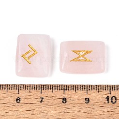 25 шт. прямоугольных рунических камней из натурального розового кварца с гравировкой алфавита «старший футарк» G-T142-37