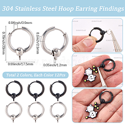 24 шт. 2 цвета фурнитуры для сережек-колец из нержавеющей стали 304 FIND-SC0017-16C