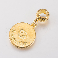 合金ヨーロッパダングルチャーム  大穴ペンダント  ゴールドカラー  ランダムな混合星座  33mm  穴：4.5mm  ペンダント：20.5x17.5x2mm&nbsp;PALLOY-P164-G