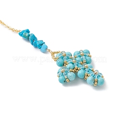 Подвесные украшения из стеклянных бусин и синтетической бирюзы&nbsp;HJEW-MZ00402-01