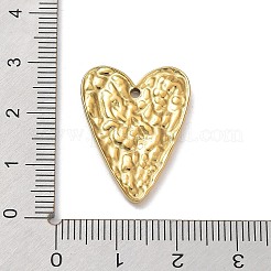 イオンプレーティング（IP）304ステンレスペンダント  テクスチャ  ハートチャーム  18KGP本金メッキ  26x19x2mm  穴：1.8mm&nbsp;X-STAS-M323-54G