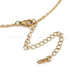 Женские ожерелья-цепочки из нержавеющей стали 304 с подвеской в виде капли из латуни и прозрачного стекла NJEW-JN05420