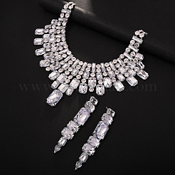 Прямоугольный и плоский круглый сплав с хрустальным кулоном и серьгой-гвоздиком FS-WGA507D-01