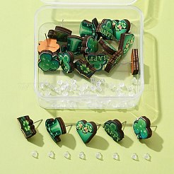 20 шт. 5 стильные серьги-гвоздики из зеленого дерева ко Дню Святого Патрика&nbsp;EJEW-FS0001-11