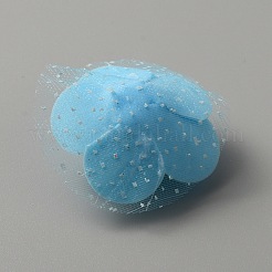 3Dフォームローズオーナメントアクセサリー  模造花  オーガンジーと  ライトスカイブルー  43~45x39~45x21.5~22mm&nbsp;DIY-WH0304-623J