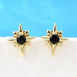 Серьги-гвоздики из латуни с микропаве из кубического циркония&nbsp;EJEW-G433-01G-01