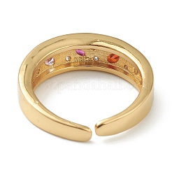 Латунные микро проложить манжеты кольца кубического циркония RJEW-L100-008G