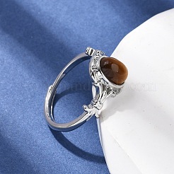Натуральный тигровый глаз кольца палец&nbsp;RJEW-A084-03P-07