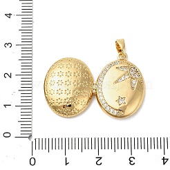 Messing Micro Pave klare Zirkonia Medaillon Anhänger&nbsp;X-KK-P329-03G