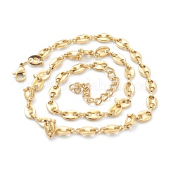 Цепочки из кофейных зерен из нержавеющей стали с вакуумным покрытием PVD 304&nbsp;NJEW-O123-01G