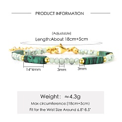 Braccialetti in stile bohémien con cuboidi in malachite sintetica tinta e perline di vetro&nbsp;PX2979-3