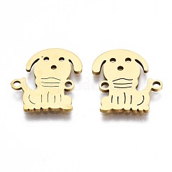 201 ステンレススチールリンクコネクター  レーザー切断  犬  ゴールドカラー  15.5x14x1mm  穴：1.4mm&nbsp;STAS-S110-099G