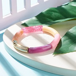 アクリルカーブチューブビーズストレッチブレスレット  女性のための分厚いブレスレット  カラフル  内径：2インチ（5.2cm）&nbsp;BJEW-JB07952