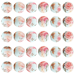 60шт круглые силиконовые бусины с принтом SIL-PA0001-05