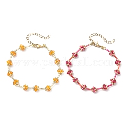 2 braccialetti di perline di vetro di 2 colori per donna&nbsp;BJEW-MZ00216