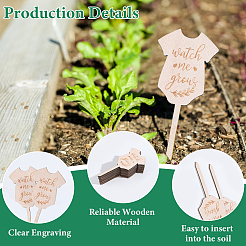 Étiquettes de vêtements en bois pour plantes&nbsp;DIY-WH20050-17