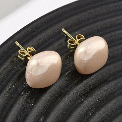 Boucles d'oreilles puces en laiton et plastique ABS imitation perle pour femmes&nbsp;PL-CBA760A-03A-G01