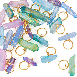 30шт 6 стиля гальванические подвески из натурального кварцевого кристалла&nbsp;PALLOY-TAC0225