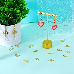 真鍮マイクロパヴェクリアキュービックジルコニアピアスフック10組  耳ワイヤー  カン付き  葉  ゴールドカラー  15x3mm  穴：1mm  ピン：0.8mm&nbsp;ZIRC-SZ0005-19B