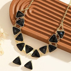 Наборы из треугольных ожерелий и серег-гвоздиков из сплава стекла&nbsp;FS-WG97CDF-01