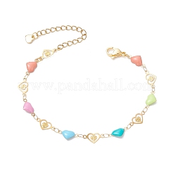 Браслеты из нержавеющей стали 304 с сердечками и эмалью BJEW-JB11497