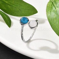 Кольца из натурального апатита и розового кварца RJEW-A068-03P-03