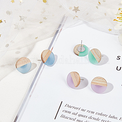 Olycraf 20шт 10 цвета кабошоны из смолы и дерева RESI-OC0001-03