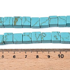 Окрашенные синтетические бирюзовые бусы нити G-T139-8x8-43A