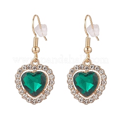 Сплав горный хрусталь сердце болтающийся серьги EJEW-JE05149