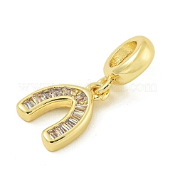 Стойка покрытие латунь паве прозрачный кубический цирконий U-образная/подковы европейские подвески-шармы&nbsp;KK-Z067-40G-01