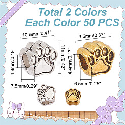 100 шт. 2 стиля тибетский стиль цинковый сплав отпечатки собачьих лап европейские бусины MPDL-AR0001-02