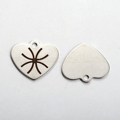 変色しないステンレスペンダント  方向模様と心  ステンレス鋼色  21x24x1mm  穴：2mm&nbsp;STAS-L165-E06
