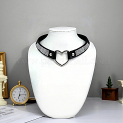 Schwarze Choker-Halsketten im Punk-Stil aus Kunstleder mit Kristall-Strassen&nbsp;NJEW-CL0001-30